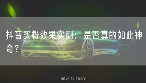 抖音买粉效果实测：是否真的如此神奇？