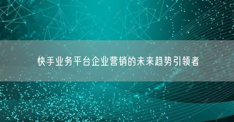 快手业务平台企业营销的未来趋势引领者